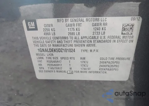 2013 Chevrolet Equinox 1Lt from USA, damaged, VIN 1GNALDEK5DZ101024